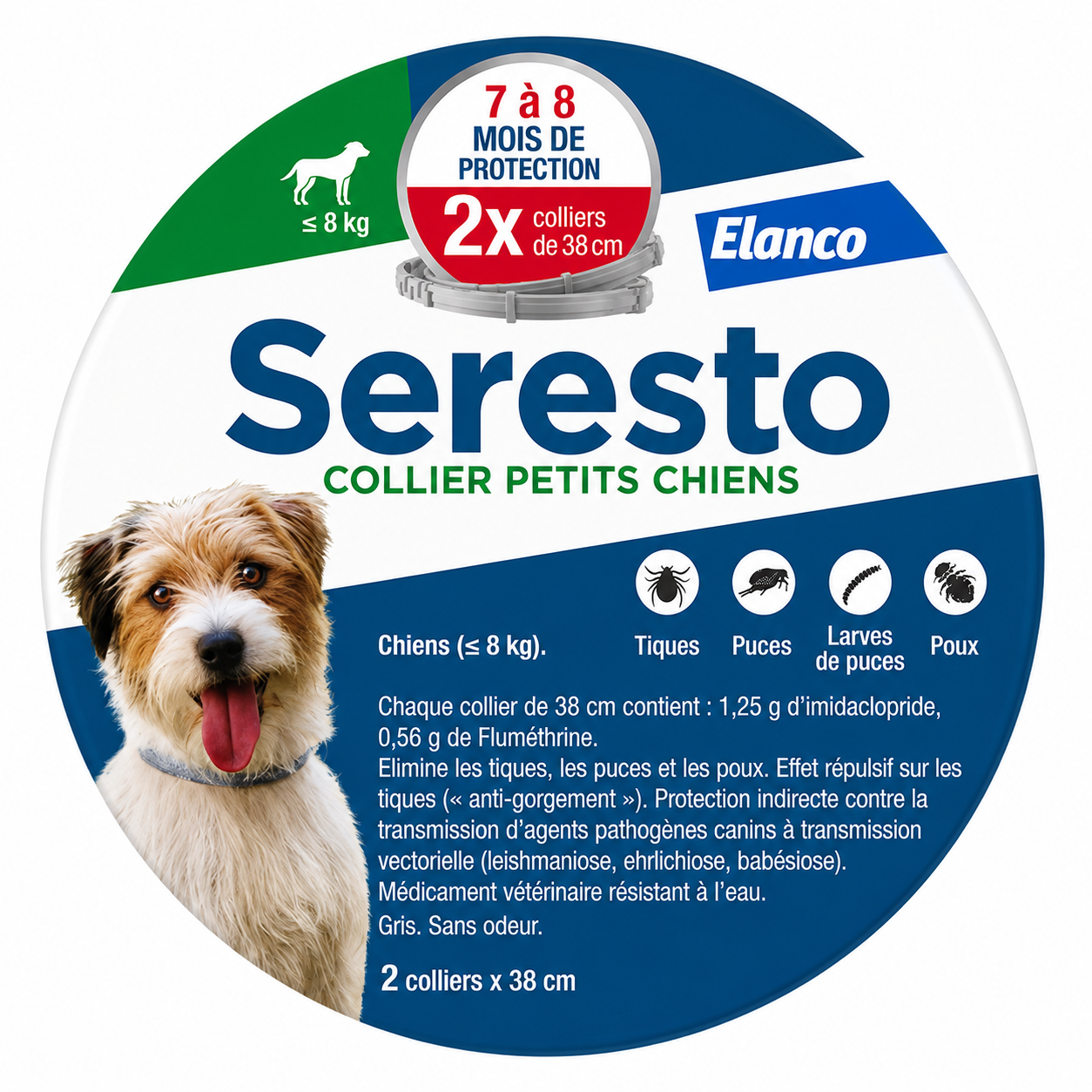 Lot de 2 SERESTO Colliers 38 cm pour Petits Chiens ≤ 8 kg