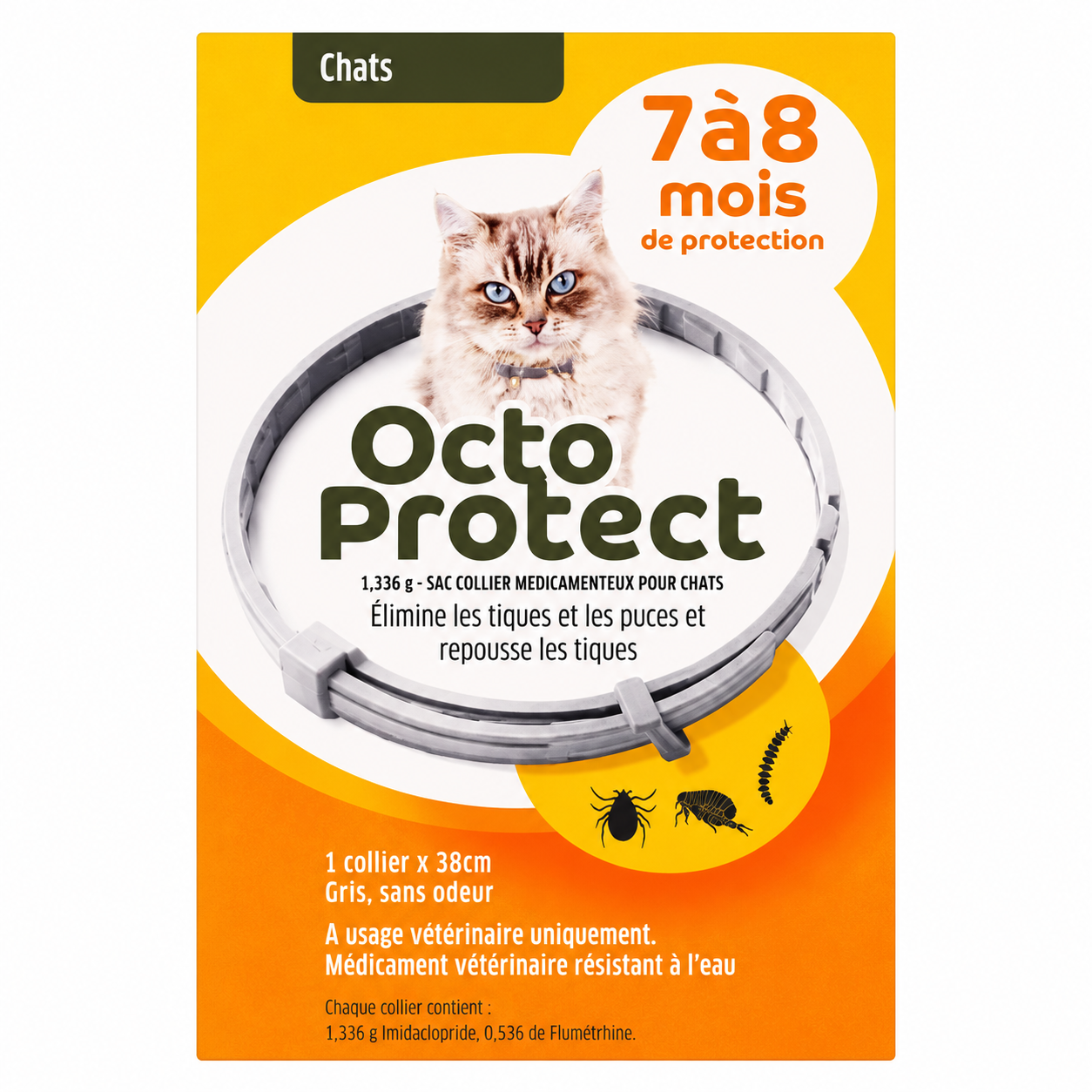 OCTOPROTECT 1,25 g + 0,56 g Collier 38cm pour chats
