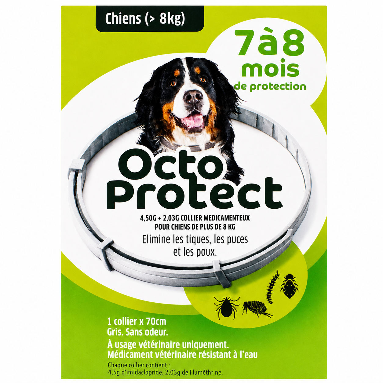 OCTOPROTECT 4,50 g + 2,03 g collier 70 cm pour chiens de plus de 8 kg