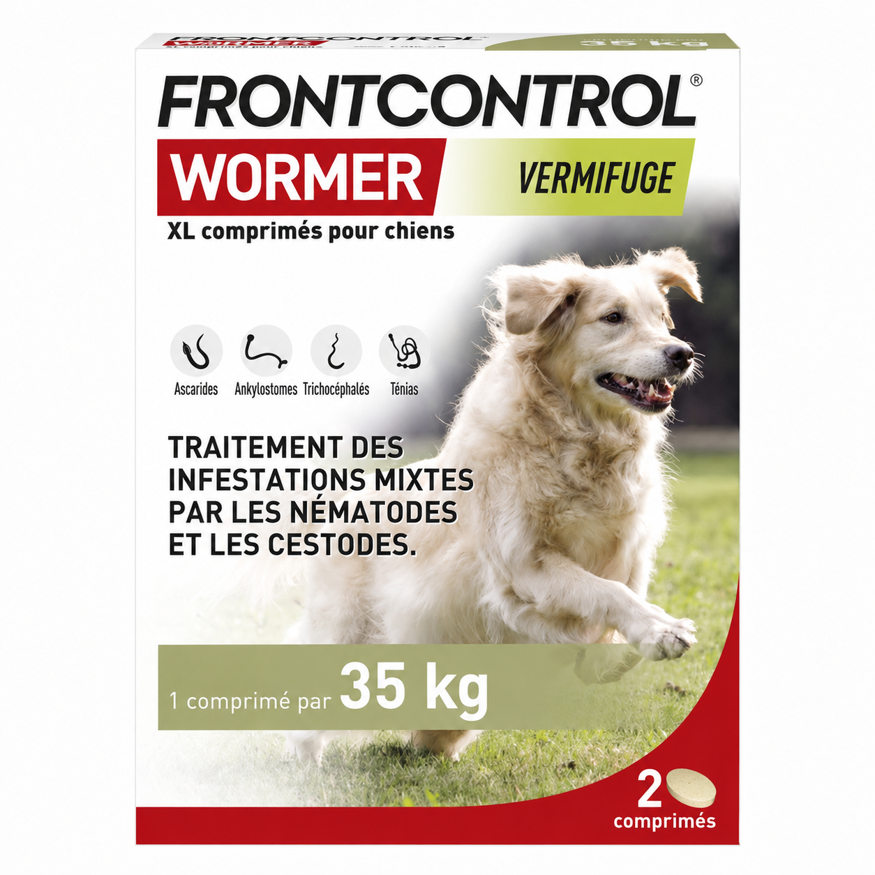 FRONTCONTROL WORMER XL pour chiens ≥ 35Kg boîte de 2 comprimés