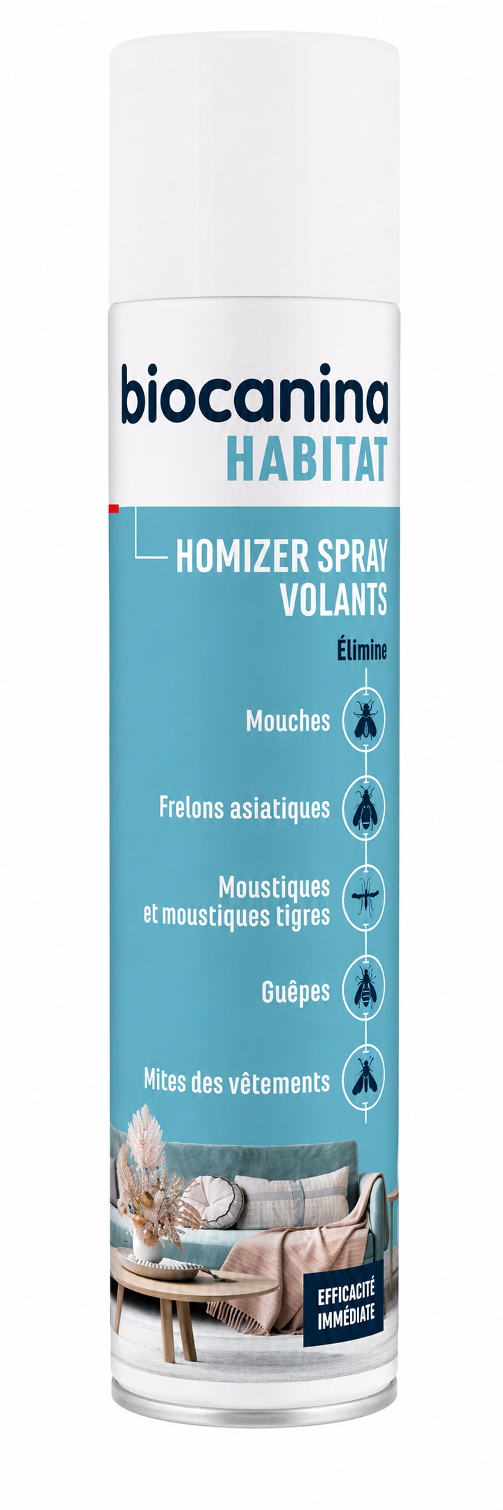 Biocanina HOMIZER VOLANTS 300 ml spray aérosol insecticide habitat
