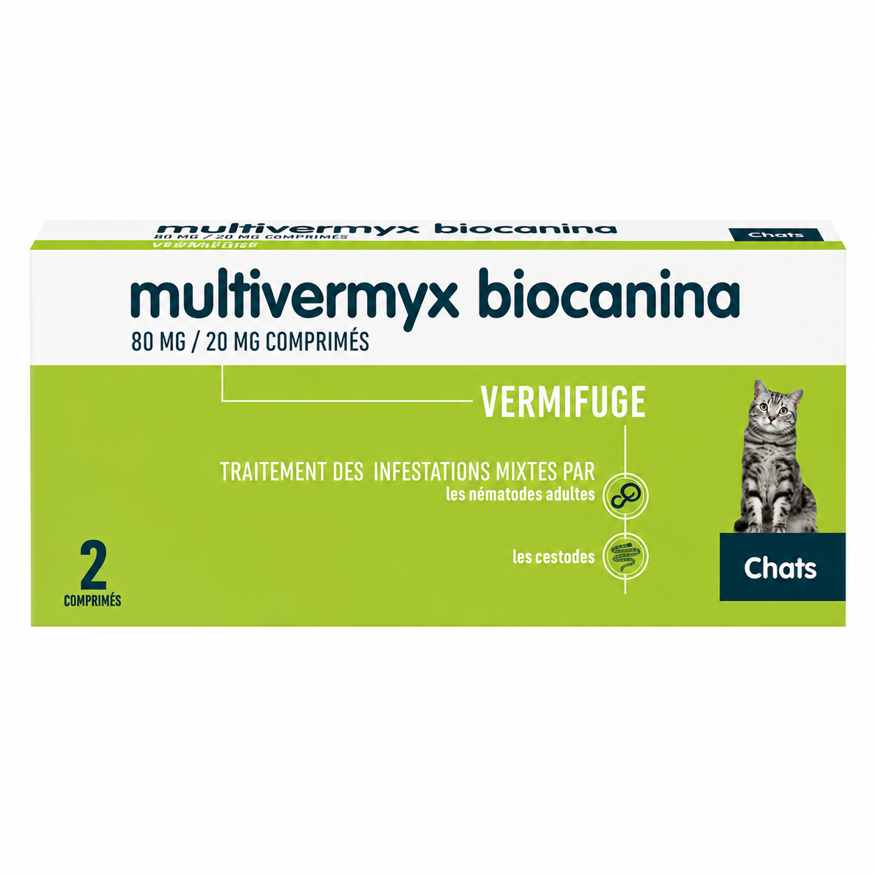 MULTIVERMYX 80 mg / 20 mg pour chats boîte de 2 comprimés sécables
