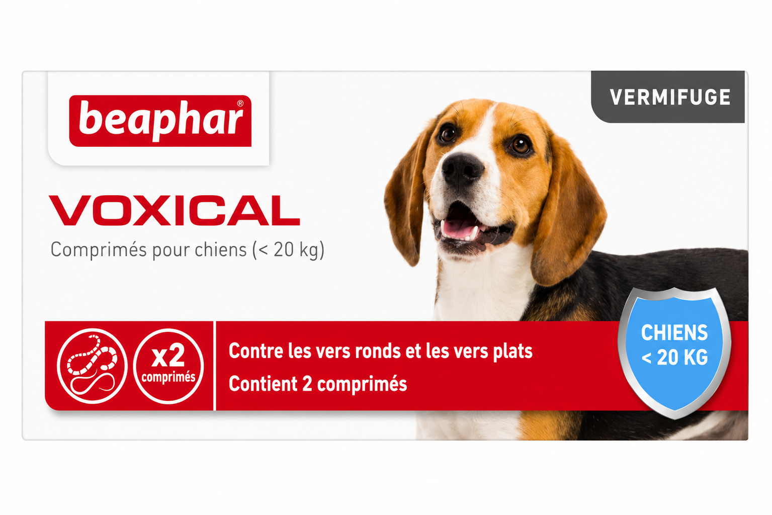 VOXICAL comprimés vermifuges pour chiens de moins de 20 kg et chiots boîte de 2 comprimés