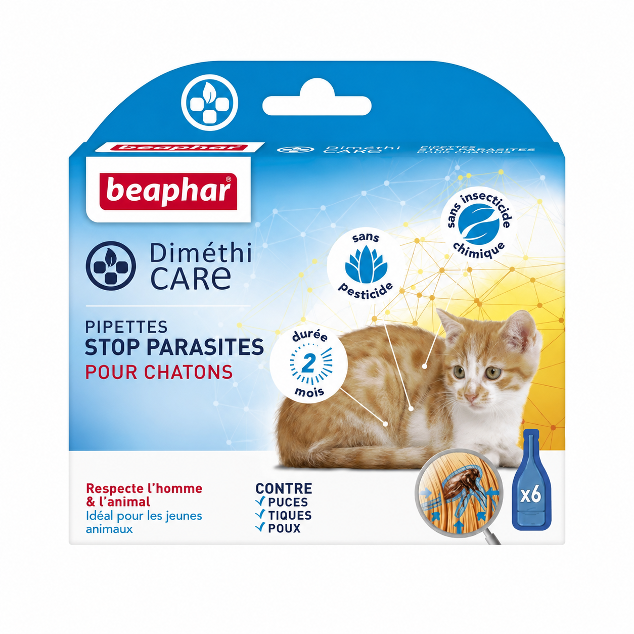 DIMETHICARE pipettes stop parasites pour chatons boîte de 6 pipettes de 0,75 ml