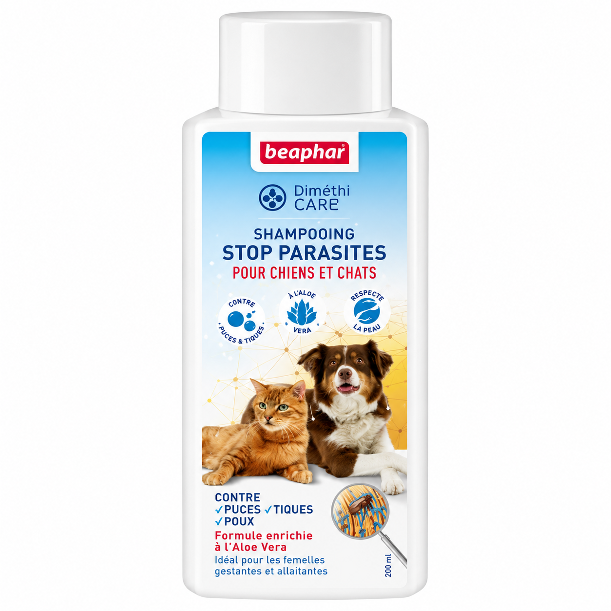 DIMETHICARE shampooing stop parasites chien et chat 200 ml