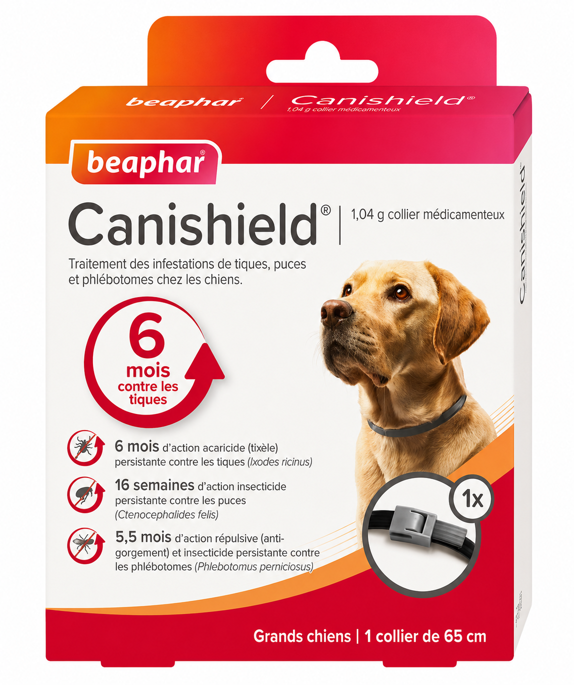 CANISHIELD 1,04 g collier médicamenteux grands chiens 65 cm boîte de 1 collier