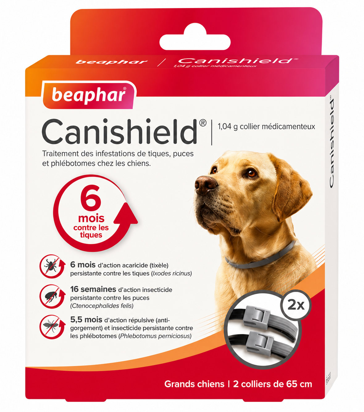 CANISHIELD 1,04 g collier médicamenteux grands chiens 65 cm boîte de 2 colliers