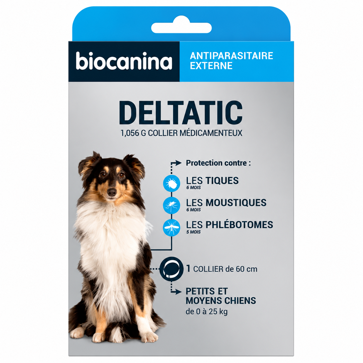 DELTATIC 1,056 g collier médicamenteuxde 60cm pour petits et moyens chiens 0 à 25 kg
