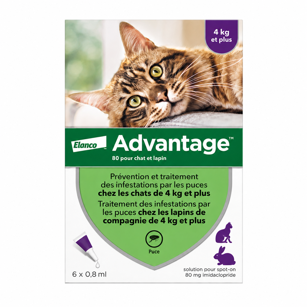 ADVANTAGE 80 mg spot-on pour chats et lapins > 4 kg