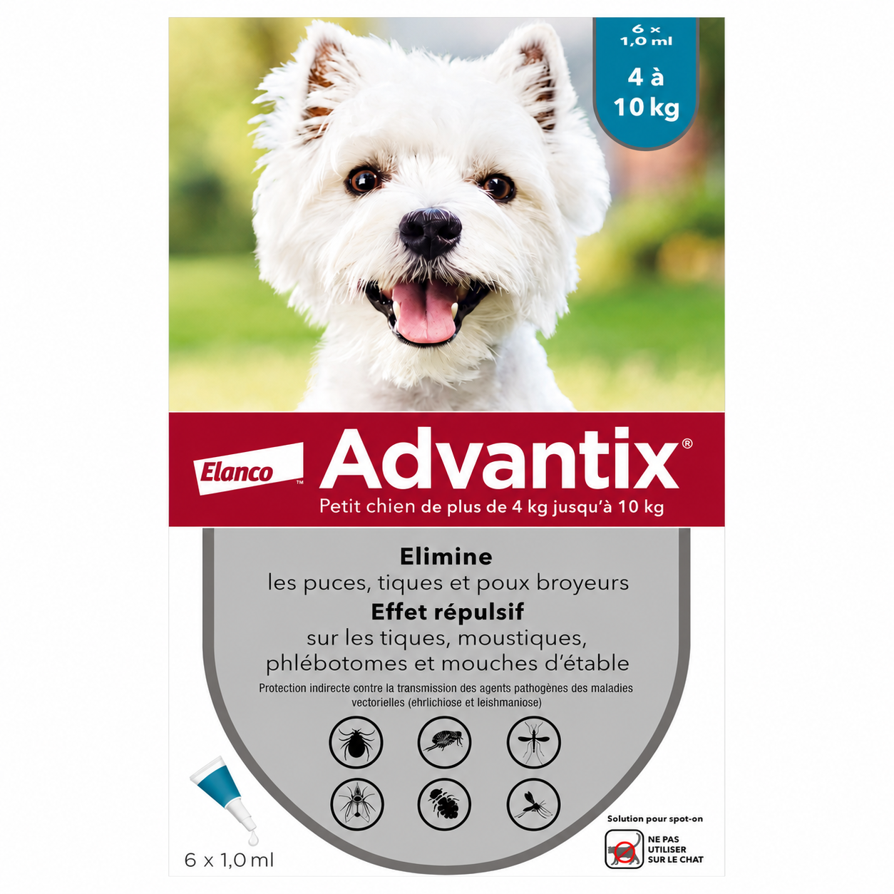 ADVANTIX pour petit chien de 4 à 10 kg solution spot-on