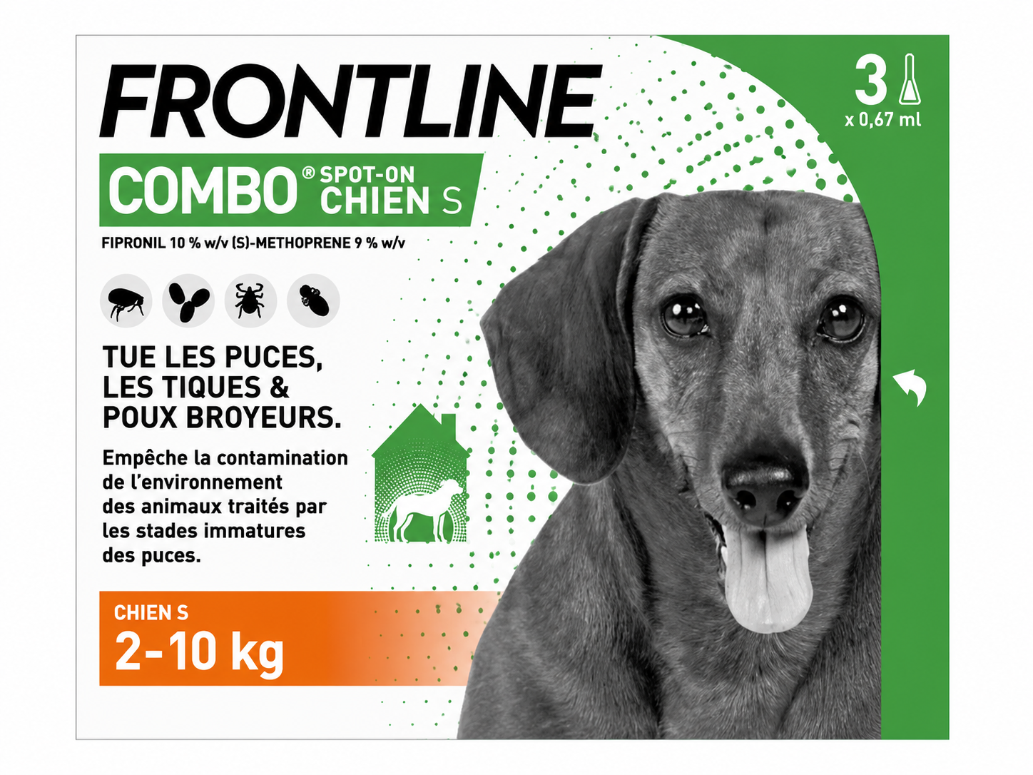 FRONTLINE COMBO 67 mg / 60,3 mg spot-on chien S (2 à 10 kg)