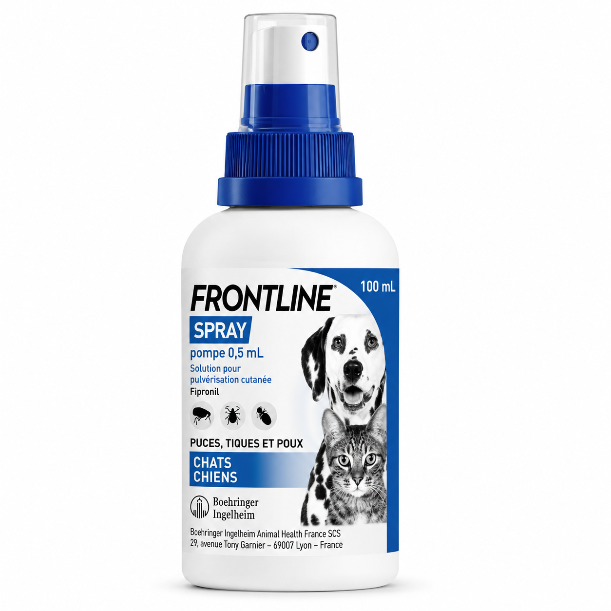 FRONTLINE spray pompe 0,5 ml solution pour pulvérisation cutanée chiens et chats