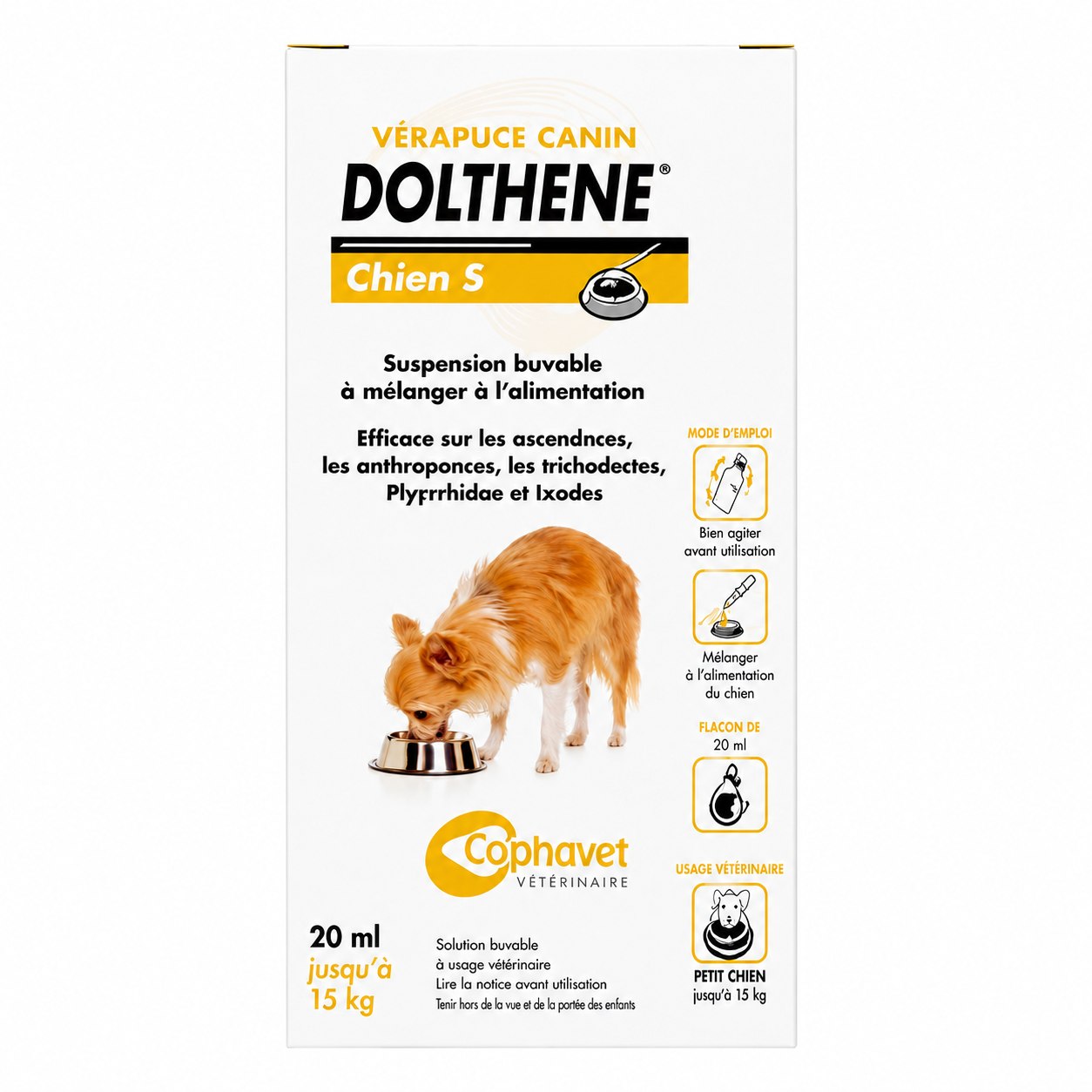 DOLTHENE chien S suspension buvable chiens jusqu’à 13 kg flacon 20 ml