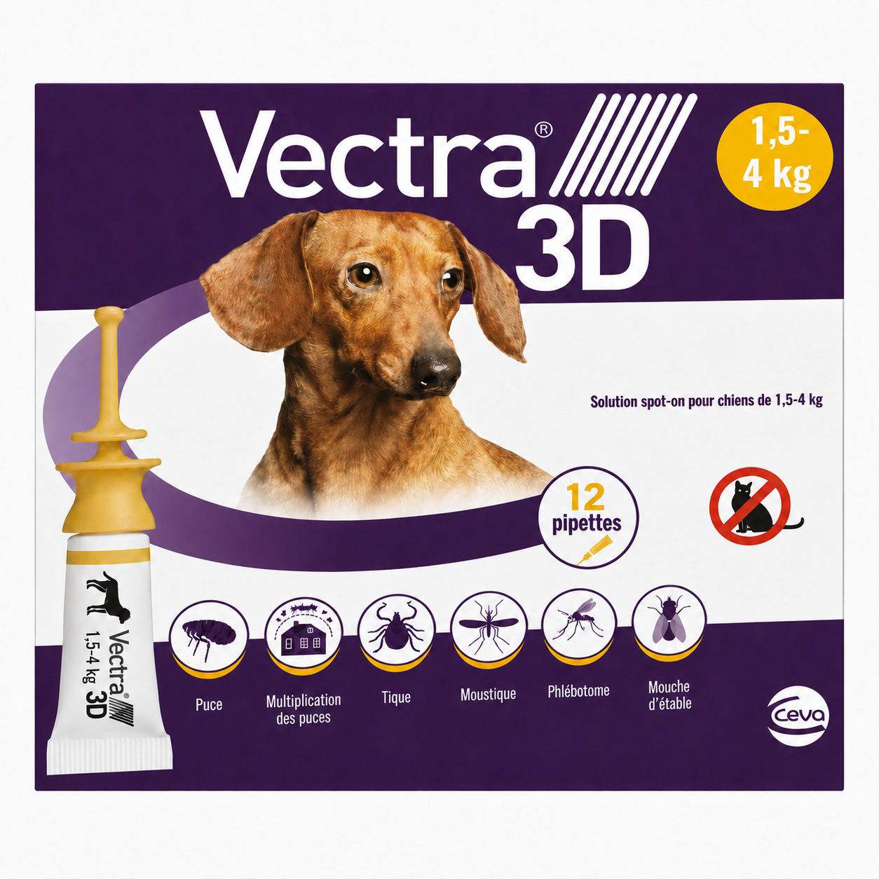 VECTRA 3D spot-on pour chiens de 1,5 à 4 kg pipettes de 0,8 ml