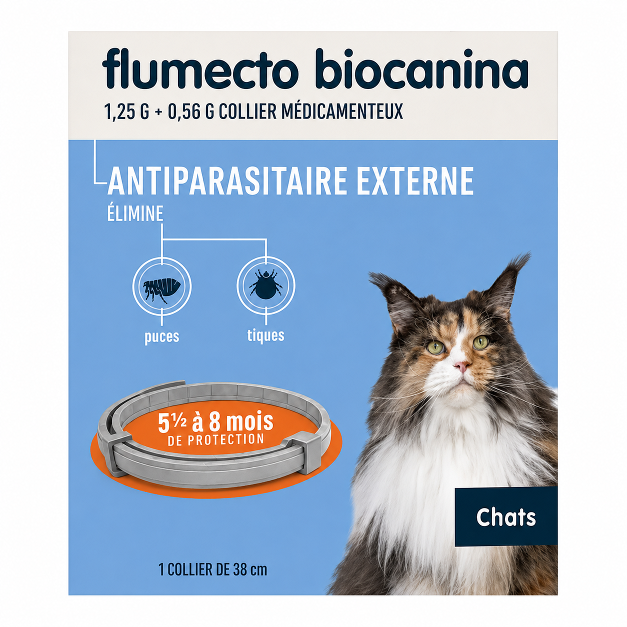FLUMECTO 1,25 g + 0,56 g collier médicamenteux pour chats