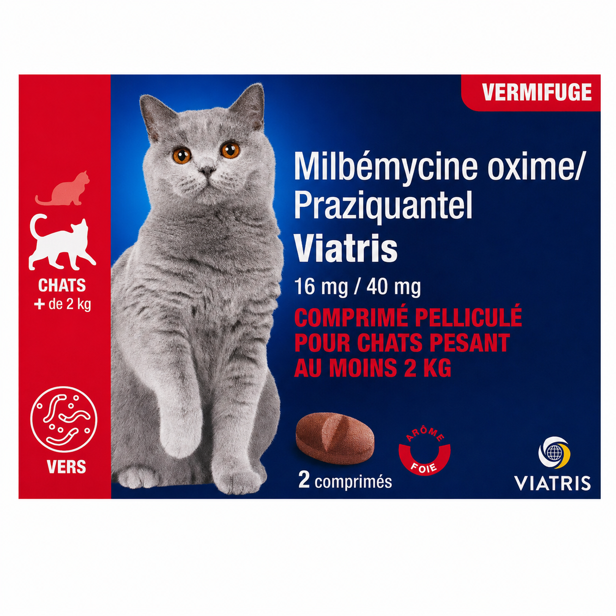 MILBÉMYCINE OXIME/PRAZIQUANTEL 16 mg/40 mg comprimés pelliculés pour chats